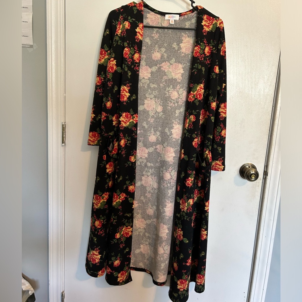 Black Floral Duster
